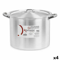 Casserolepan met deksel Zilverkleurig Aluminium 38 x 25 x 31 cm (4 Stuks)