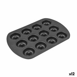 Oven Mould Quttin Donuts Koolstofstaal Zwart 26,5 x 18 x 2 cm (12 Stuks)