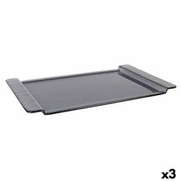 Dienblad Inde Zwart Glas 53 x 32,5 cm (3 Stuks)
