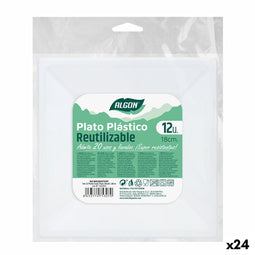 Set van herbruikbare borden Algon Vierkant Plastic 18 x 18 x 1,5 cm (24 Stuks)