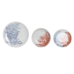 Serviesset DKD Home Decor Blauw Fuchsia Porselein Koraal 18 Onderdelen 27 x 27 x 3 cm (2 Stuks)