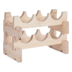 Flessenrek 6 flesjes Natuurlijk Dennenhout (36,5 x 21 x 25 cm)