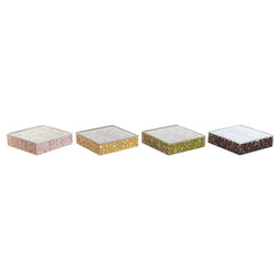 Box for Infusions DKD Home Decor Groen Mosterd Donkerbruin Metaal Kristal Hout MDF (4 Stuks)