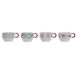 Set van koffiekopjes DKD Home Decor Rood Multicolour Metaal Keramiek 4 Onderdelen 190 ml