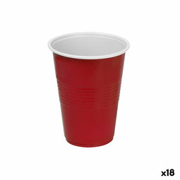 Set van herbruikbare glazen Algon Plastic Rood 10 Onderdelen 450 ml (18 Stuks)