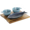 Set voor voorgerechtjes Home ESPRIT Blauw Hemelsblauw Porselein Acacia Mediterrane Vissen 19,5 x...