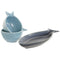 Set voor voorgerechtjes Home ESPRIT Blauw Hemelsblauw Porselein Acacia Mediterrane Vissen 19,5 x...