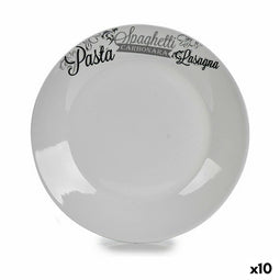 Platt tallrik Ø 24,4 cm Zwart Wit Porselein Pasta (10 Stuks)