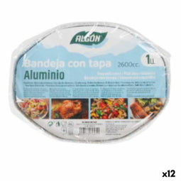 Bakje met deksel Algon Aluminium Ovalen 2,6 L 25 x 20 x 9,7 cm (12 Stuks)