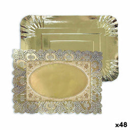 Snackdienblad Algon Gouden Rechthoekig (48 Stuks)