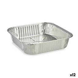 Set Keukenservies Wegwerpbaar Vierkant Aluminium 20,5 x 6,5 x 20,5 cm (12 Stuks)