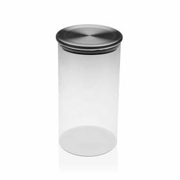 Glazen pot Versa 600 ml Kristal Staal (8,5 x 8,5 x 15 cm)