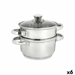 Stoomoven met braadpan Roestvrij staal 1,8 L 24,5 x 14 x 18 cm (6 Stuks)