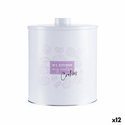 Koekjes- en gebaksdoos My kitchen My Rules Wit Blik 17 x 20 x 17 cm (12 Stuks)