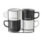 Set van 4 mokken Home ESPRIT Wit Zwart Metaal Porselein 380 ml