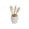 Pot voor Keukengerei DKD Home Decor Wit Bamboe Porselein 10,5 x 10,5 x 12 cm 6 Onderdelen