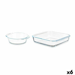 Set van trays Transparant Borosilicaatglas 800 ml 1,8 L (6 Stuks)