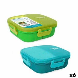 Hermetische Lunchtrommel ThermoSport 3 Compartimenten Vierkant 900 ml (6 Stuks)