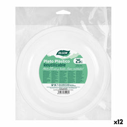 Set van herbruikbare borden Algon Cirkelvormig Wit Plastic 25 x 25 x 1,5 cm (12 Stuks)