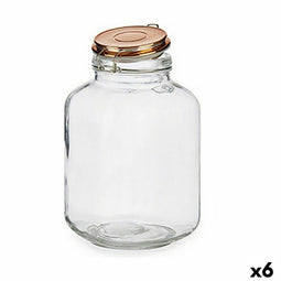 Blik Hermetisch afgesloten Koper Metaal 3 L 14 x 23,5 x 14 cm (6 Stuks)