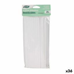 Herbruikbare Rietjes Algon Wit Plastic 36 Stuks 22 cm 8 mm