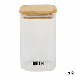 Voedselopslagcontainer Quttin Bamboe Borosilicaatglas Vierkant 720 ml (12 Stuks)