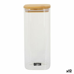Voedselopslagcontainer Quttin Bamboe Borosilicaatglas Vierkant 1 L (12 Stuks)