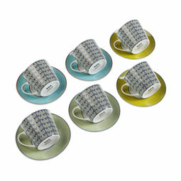 Set van Kopje met Schotel Versa Leia Porselein 9 x 14 x 14 cm 10,5 x 8 x 6 cm 14 x 14 x 2 cm (12...