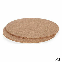 Set Placemat 18 x 0,5 x 18 cm Natuurlijk Kurk (12 Stuks)