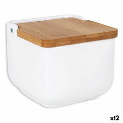 Zoutvaatje met deksel La Mediterránea Bamboe 11,7 x 11,7 x 10 cm (12 Stuks)