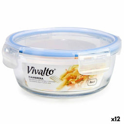 Hermetische Lunchtrommel Rond Blauw 860 ml 16,5 x 7,5 x 16,5 cm (12 Stuks)