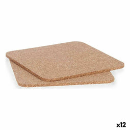 Set Placemat 18 x 0,5 x 18 cm Natuurlijk Kurk (12 Stuks)