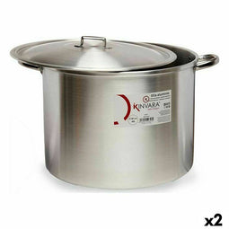 Casserolepan met deksel Zilverkleurig Aluminium 53 x 34 x 43 cm (2 Stuks)