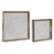 Set van trays Home ESPRIT Wit Natuurlijk Mangohout Hout MDF 40 x 40 x 5 cm (2 Stuks)
