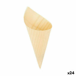 Kommenset Algon Kegels Wegwerp Hout 8 Onderdelen 18 cm (24 Stuks)