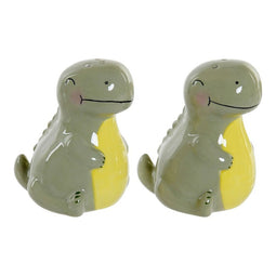Zoutvaatje met deksel DKD Home Decor LC-173478 Dinosaurus Wit Groen Dolomite 6,6 x 7 x 7,7 cm (2...