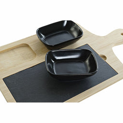 Set voor voorgerechtjes DKD Home Decor Zwart Natuurlijk Bamboe Plastic Keramiek Raad van bestuur...
