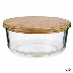 Ronde Lunchtrommel met Deksel Bamboe 17 x 7 x 17 cm (12 Stuks)