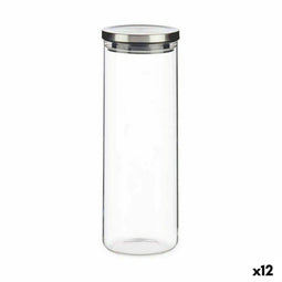 Blik Hermetisch afgesloten Zilverkleurig Metaal Polypropyleen 1,7 L 10,2 x 28 x 10,2 cm (12 Stuks)