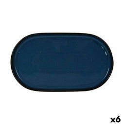 Snackdienblad La Mediterránea Chester Blauw Ovalen 36 x 20,5 x 3 cm (6 Stuks)