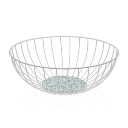 Fruitschaal Versa Blommor Metaal Staal Hout MDF 28 x 10 x 28 cm