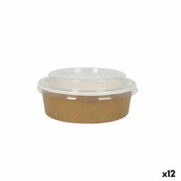 Set van trays Algon Met deksel Wegwerp Kraftpapier 5 Onderdelen 500 ml (12 Stuks)
