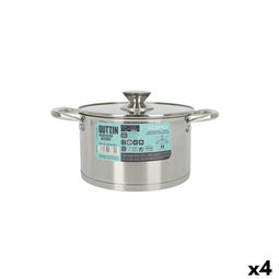Pot met Glazen Deksel Quttin Hermes Staal 3 L (4 Stuks)