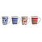 Kop met theefilter Home ESPRIT Blauw Rood Roestvrij staal Porselein 380 ml (4 Stuks)