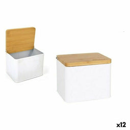 Zoutvaatje met deksel Privilege Metaal Bamboe 14 x 11 x 11 cm (12 Stuks) (14 x 11 x 11 cm)