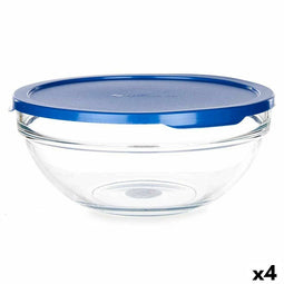 Ronde Lunchtrommel met Deksel Pasabahce Chefs Blauw 1,7 L 20,5 x 9 x 20,5 cm (4 Stuks)