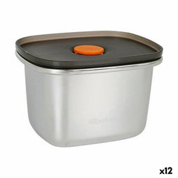 Hermetische Lunchtrommel Quttin 450 ml Roestvrij staal Rechthoekig 11,6 x 9,4 x 7 cm (12 Stuks)