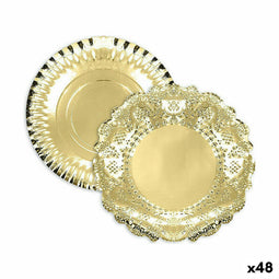 Snackdienblad Algon Rond Gouden 30 x 30 x 1,5 cm (48 Stuks)