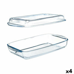 Bakje met deksel Borcam Transparant Borosilicaatglas 1,9 L (4 Stuks)