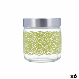 Blik Giara Met deksel Groen Glas 750 ml (6 Stuks)